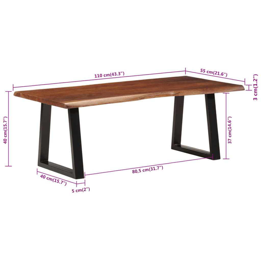 Salontafel 110x55x40 cm massief acaciahout honingbruin is nu te koop bij PeponiXL, paradijselijk wonen!
