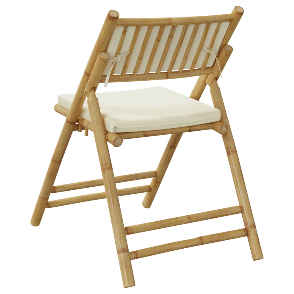 Bistrostoelen 4 st inklapbaar met kussens bamboe crèmewit is nu te koop bij PeponiXL, paradijselijk wonen!