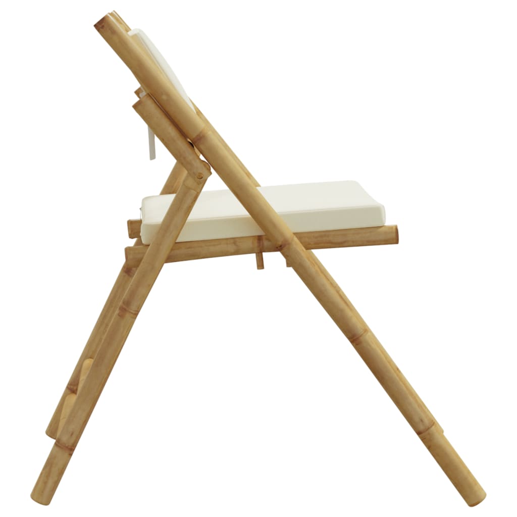 Bistrostoelen 6 st inklapbaar met kussens bamboe crèmewit is nu te koop bij PeponiXL, paradijselijk wonen!