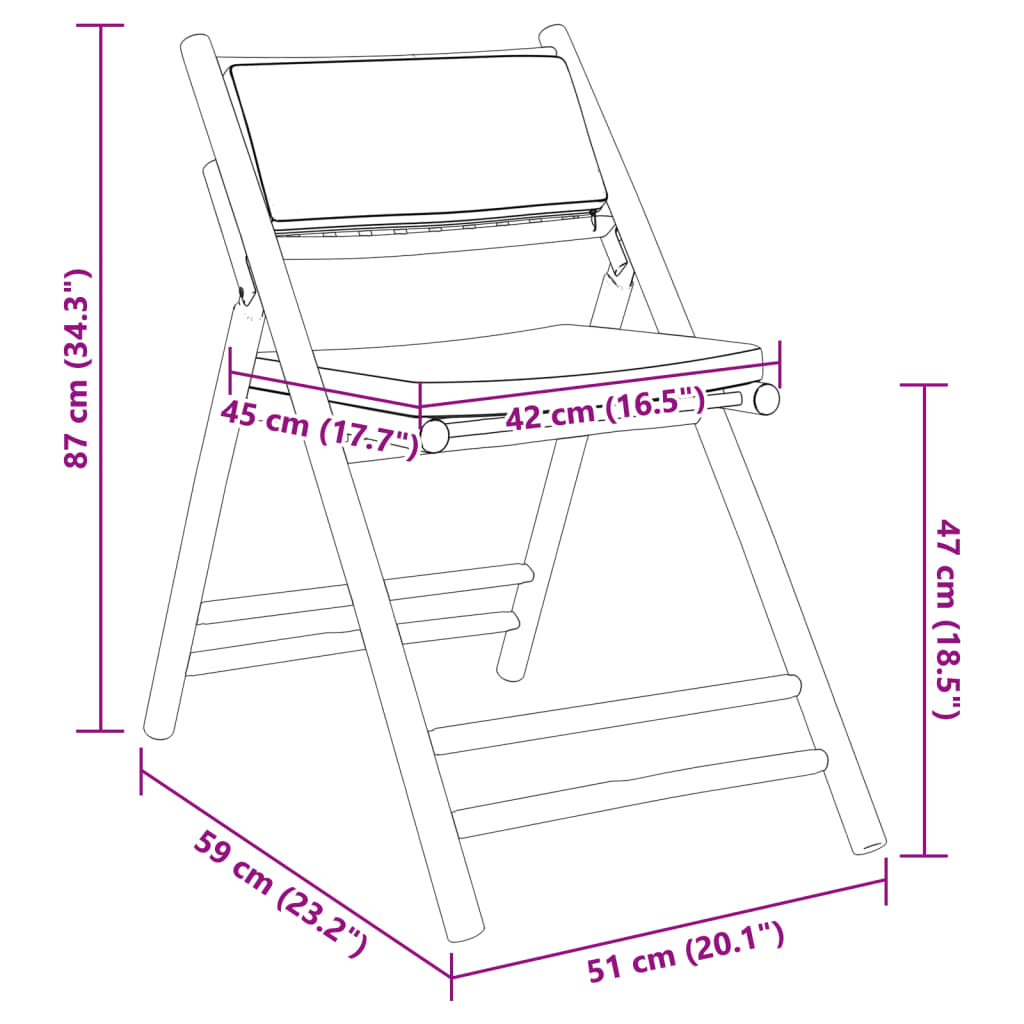 Bistrostoelen 6 st inklapbaar met kussens bamboe crèmewit is nu te koop bij PeponiXL, paradijselijk wonen!