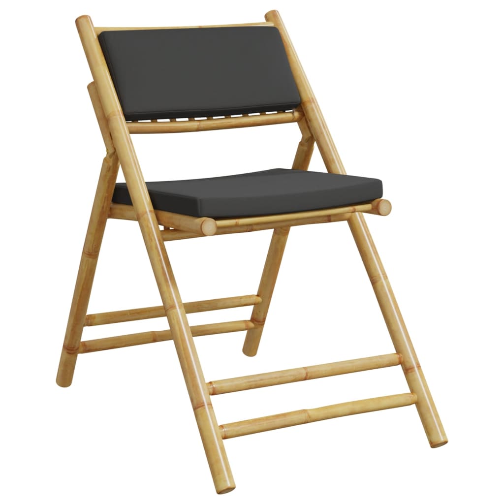 Bistroset 4 st inklapbaar met kussens bamboe donkergrijs is nu te koop bij PeponiXL, paradijselijk wonen!