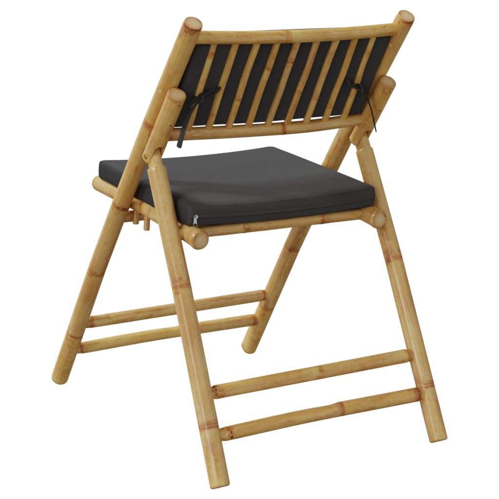Bistroset 6 st inklapbaar met kussens bamboe donkergrijs is nu te koop bij PeponiXL, paradijselijk wonen!