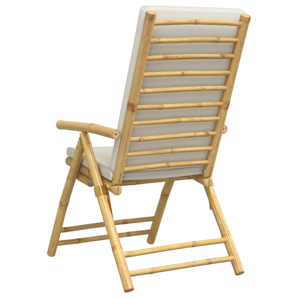 Tuinstoelen 4 st inklapbaar met kussens bamboe crèmewit is nu te koop bij PeponiXL, paradijselijk wonen!