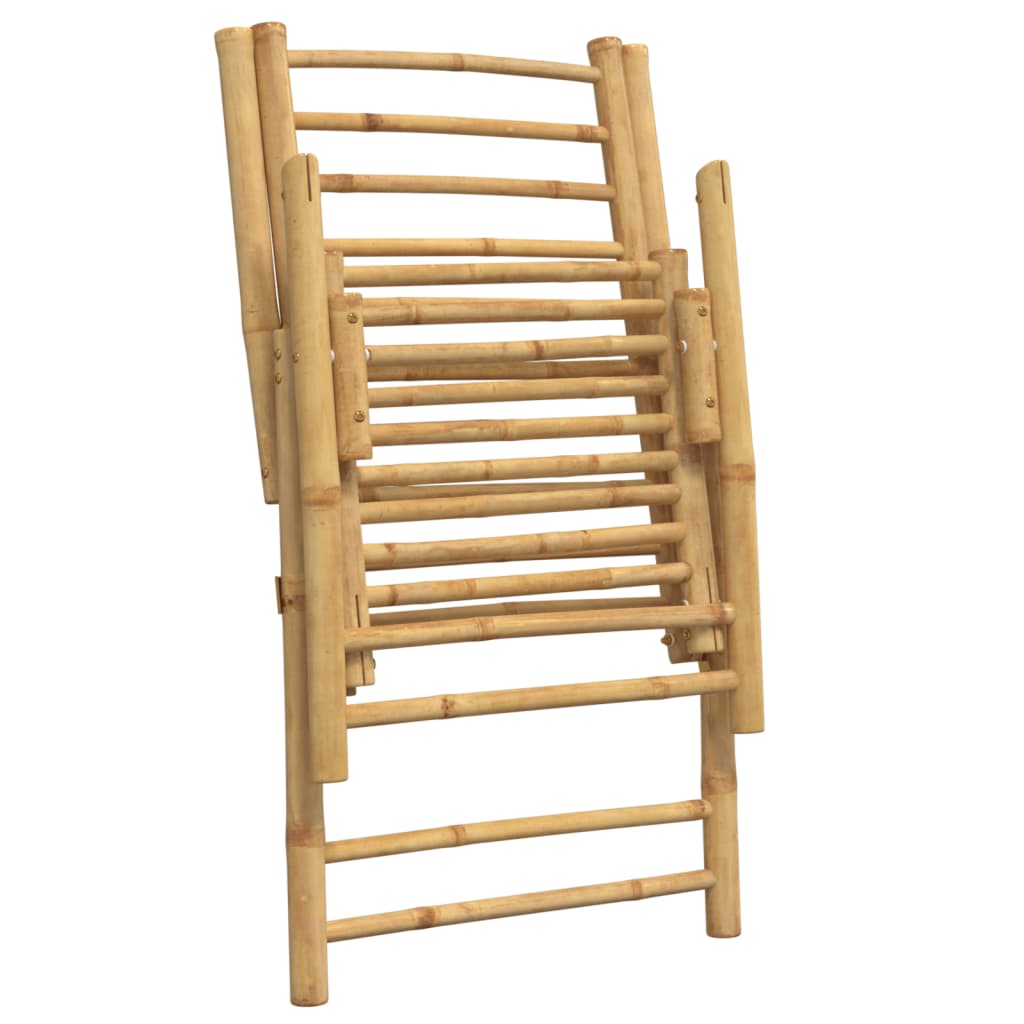 Tuinstoelen 4 st inklapbaar met kussens bamboe crèmewit is nu te koop bij PeponiXL, paradijselijk wonen!