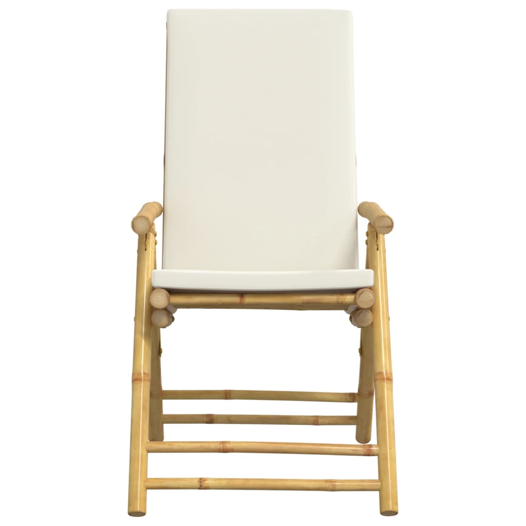 Tuinstoelen 6 st inklapbaar met kussens bamboe crèmewit is nu te koop bij PeponiXL, paradijselijk wonen!