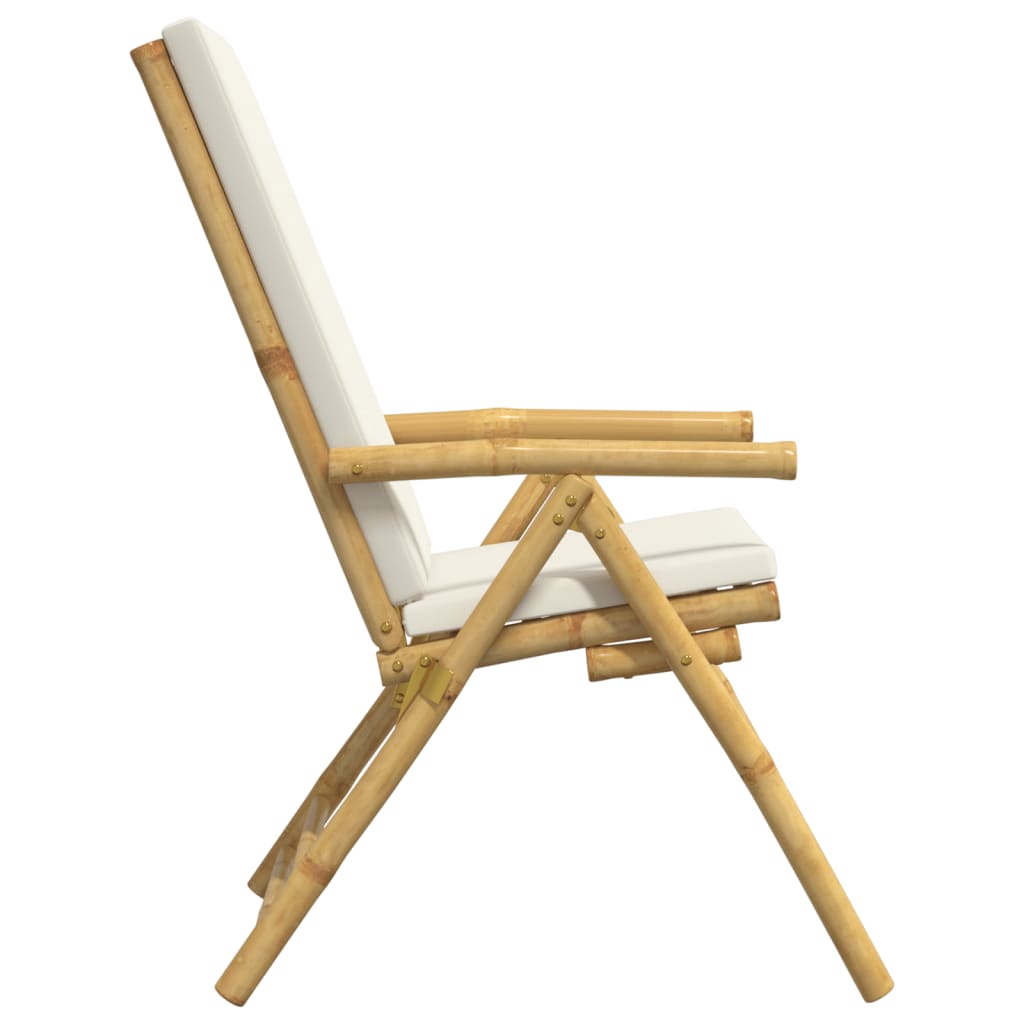 Tuinstoelen 6 st inklapbaar met kussens bamboe crèmewit is nu te koop bij PeponiXL, paradijselijk wonen!
