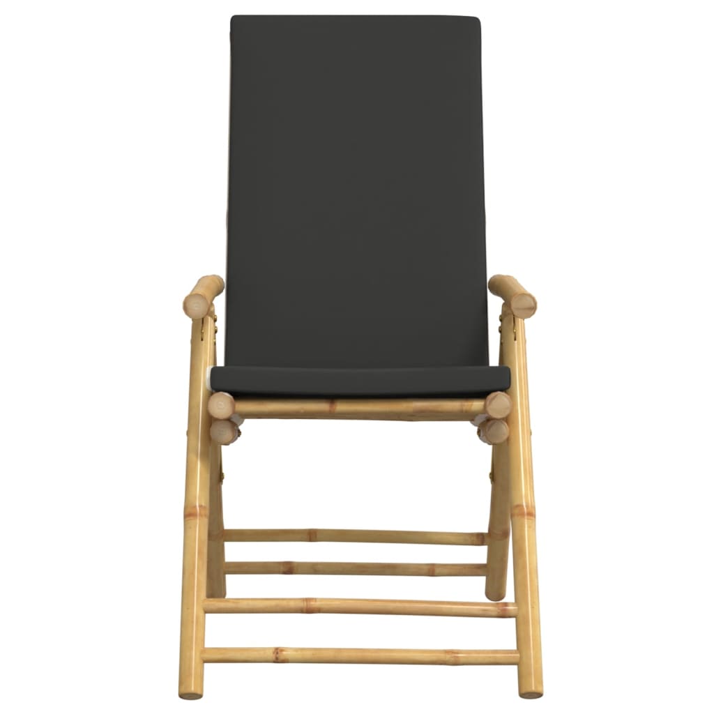 Tuinstoelen 4 st inklapbaar met kussens bamboe donkergrijs is nu te koop bij PeponiXL, paradijselijk wonen!