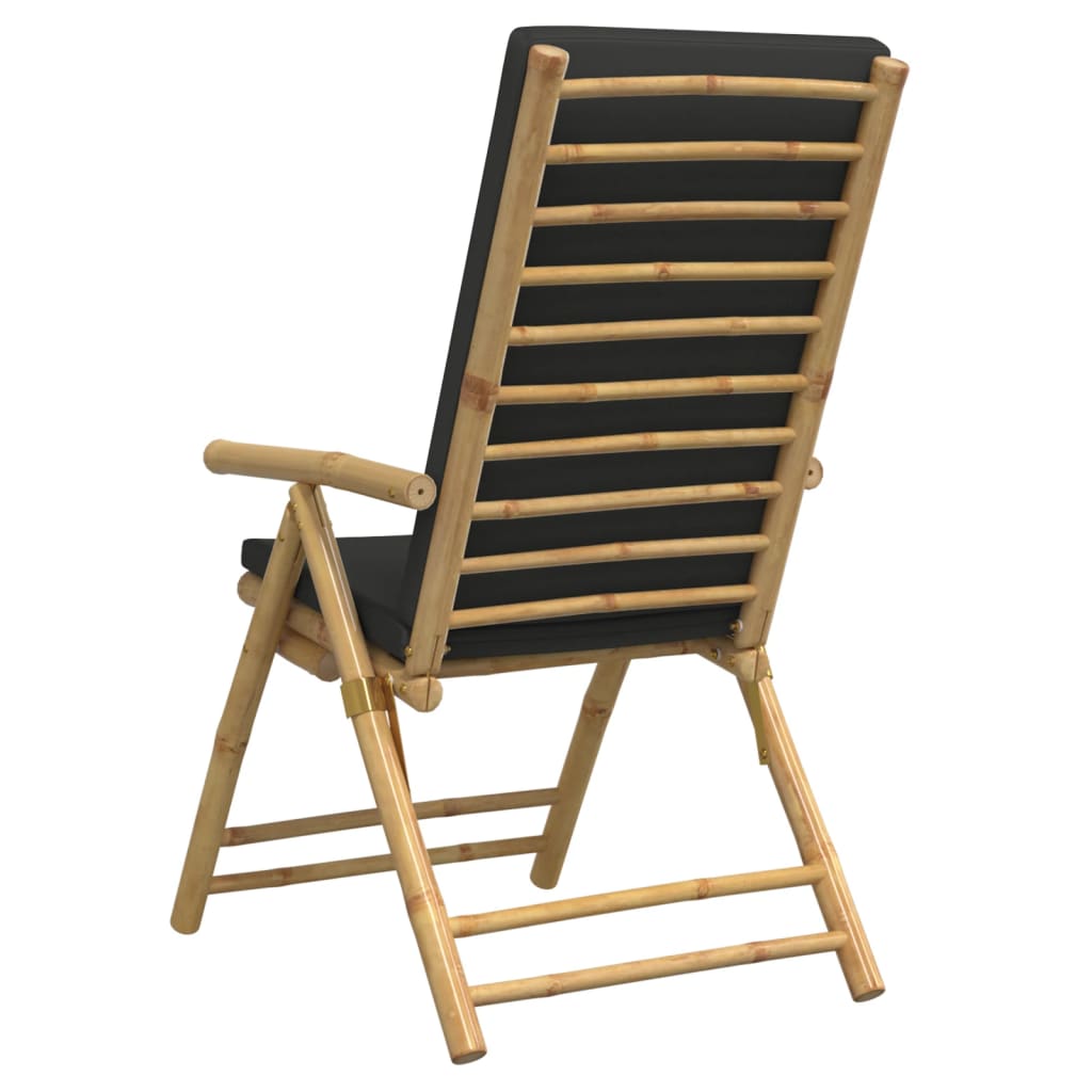 Tuinstoelen 4 st inklapbaar met kussens bamboe donkergrijs is nu te koop bij PeponiXL, paradijselijk wonen!