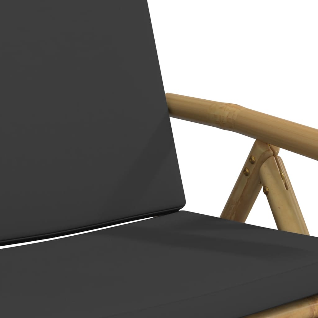 Tuinstoelen 4 st inklapbaar met kussens bamboe donkergrijs is nu te koop bij PeponiXL, paradijselijk wonen!
