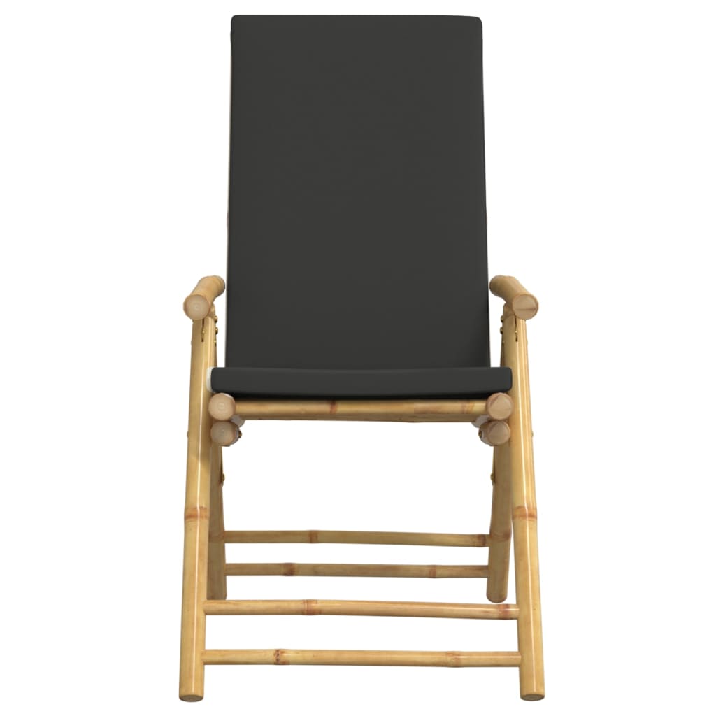 Tuinstoelen 6 st inklapbaar met kussens bamboe donkergrijs is nu te koop bij PeponiXL, paradijselijk wonen!
