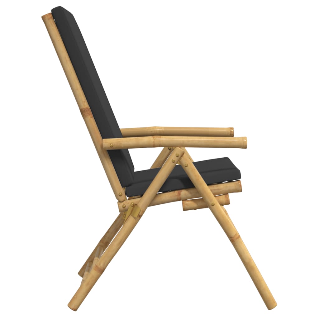 Tuinstoelen 6 st inklapbaar met kussens bamboe donkergrijs is nu te koop bij PeponiXL, paradijselijk wonen!