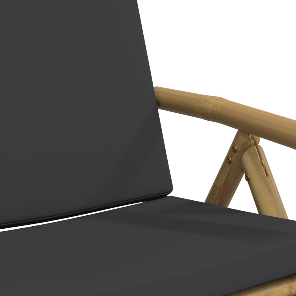 Tuinstoelen 6 st inklapbaar met kussens bamboe donkergrijs is nu te koop bij PeponiXL, paradijselijk wonen!