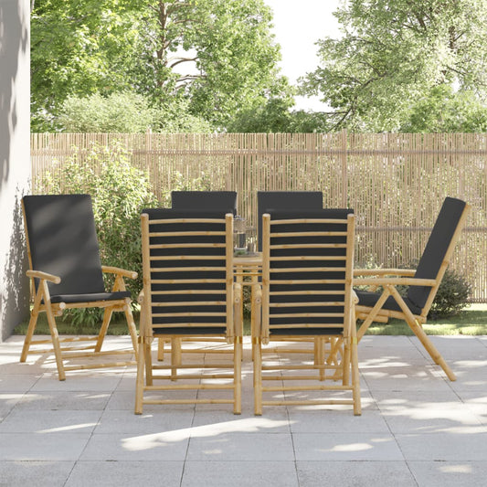 Tuinstoelen 6 st inklapbaar met kussens bamboe donkergrijs is nu te koop bij PeponiXL, paradijselijk wonen!