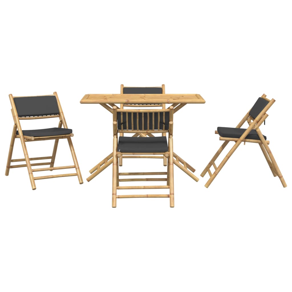 5-delige Bistroset inklapbaar met kussens bamboe donkergrijs is nu te koop bij PeponiXL, paradijselijk wonen!