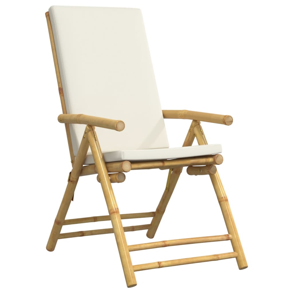3-delige Bistroset inklapbaar met kussens bamboe crèmewit is nu te koop bij PeponiXL, paradijselijk wonen!
