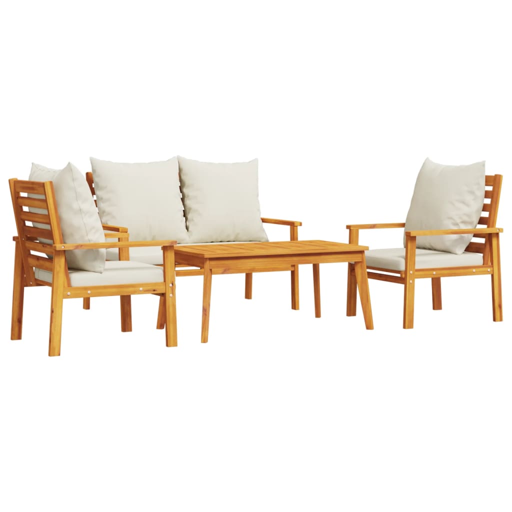 4-delige Loungeset met kussens massief acaciahout is nu te koop bij PeponiXL, paradijselijk wonen!