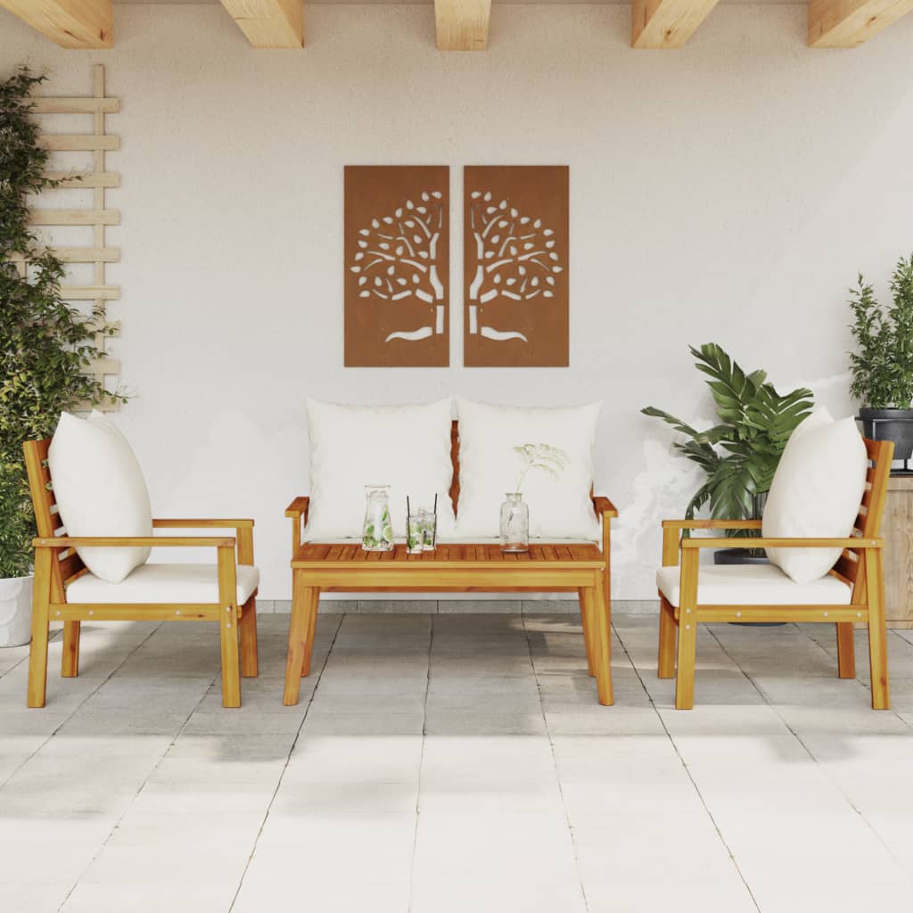 4-delige Loungeset met kussens massief acaciahout is nu te koop bij PeponiXL, paradijselijk wonen!