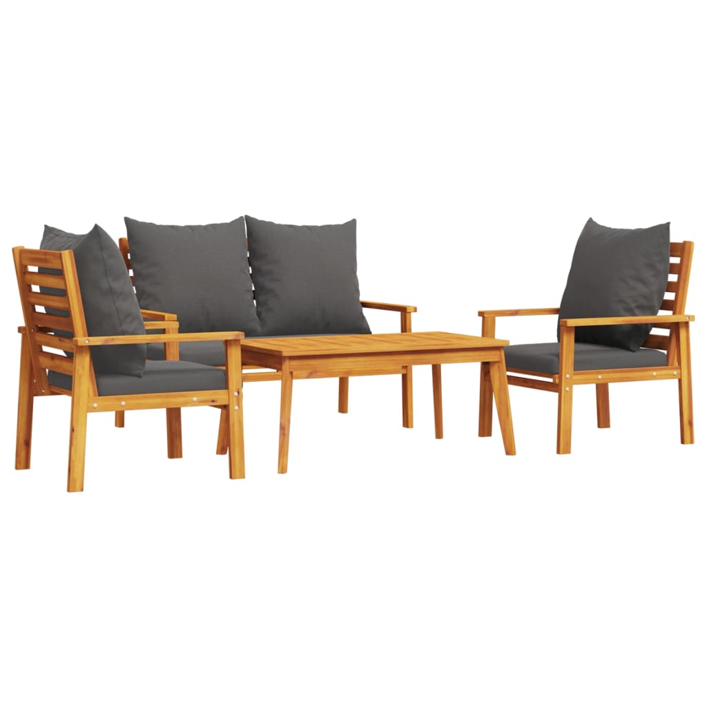4-delige Loungeset met kussens massief acaciahout is nu te koop bij PeponiXL, paradijselijk wonen!