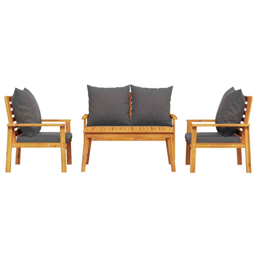 4-delige Loungeset met kussens massief acaciahout is nu te koop bij PeponiXL, paradijselijk wonen!