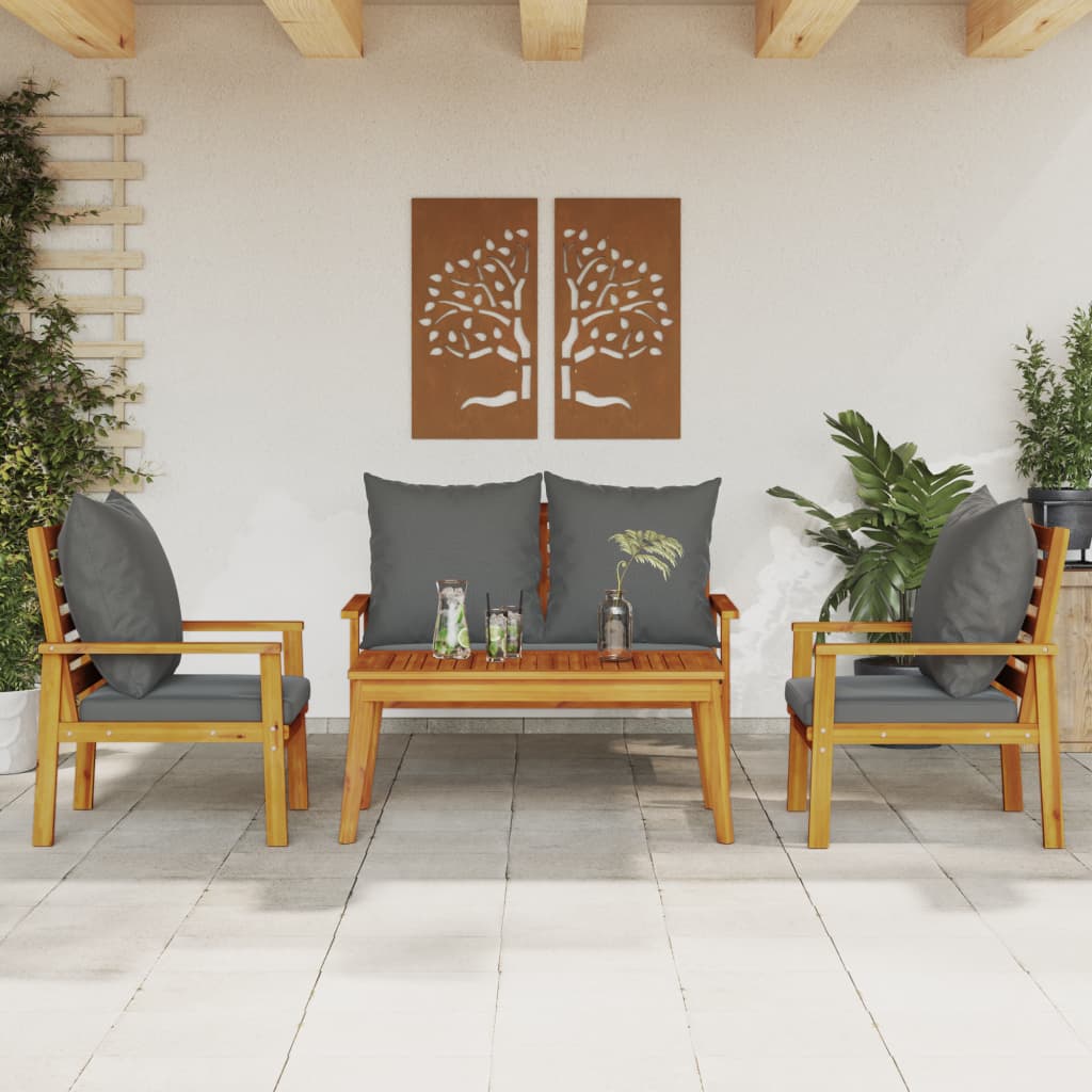4-delige Loungeset met kussens massief acaciahout is nu te koop bij PeponiXL, paradijselijk wonen!