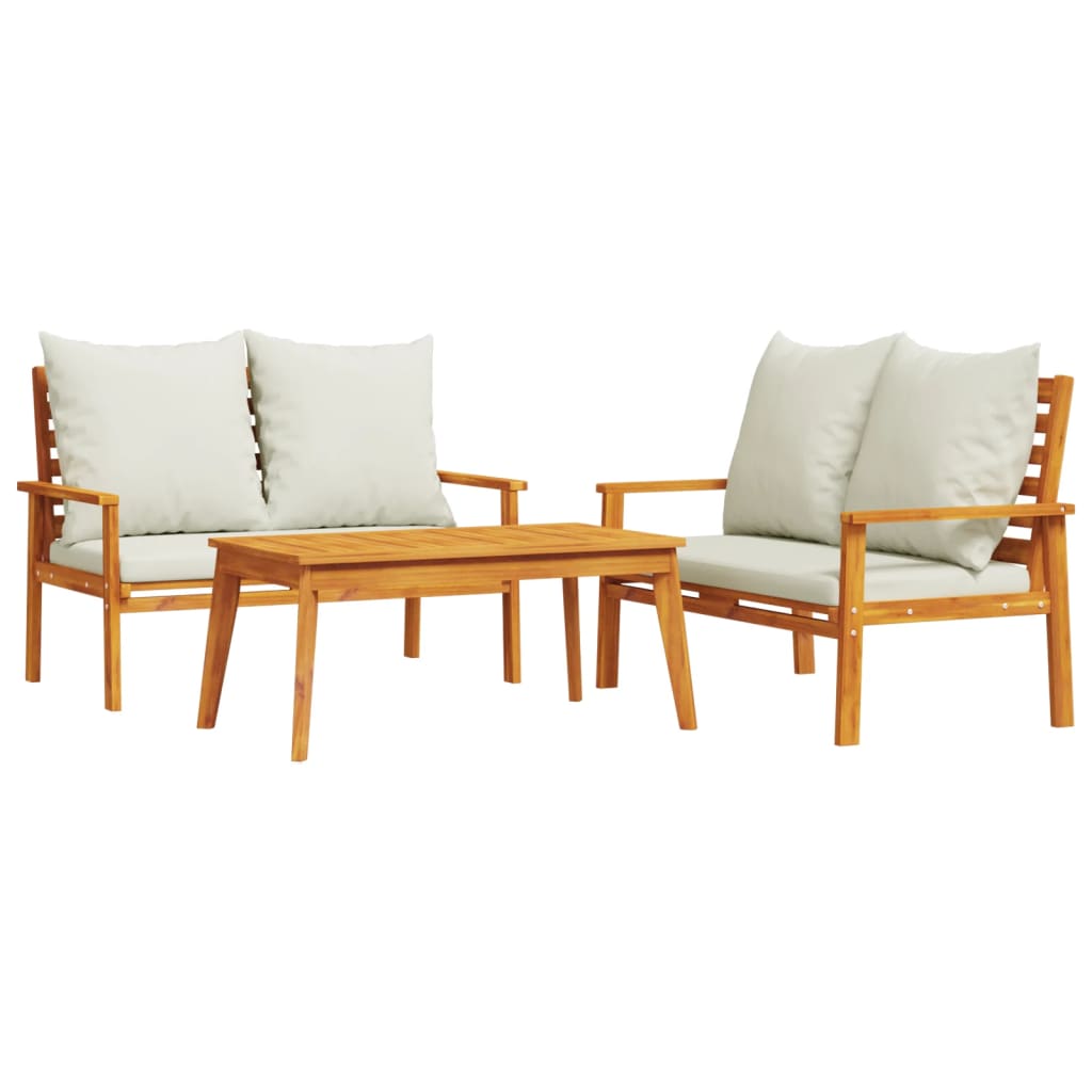 3-delige Loungeset met kussens massief acaciahout is nu te koop bij PeponiXL, paradijselijk wonen!