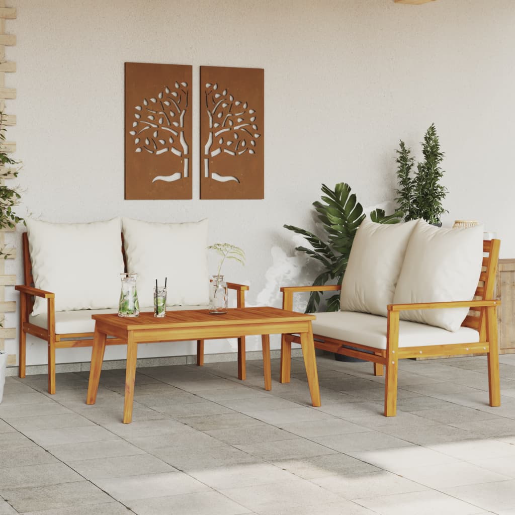 3-delige Loungeset met kussens massief acaciahout is nu te koop bij PeponiXL, paradijselijk wonen!