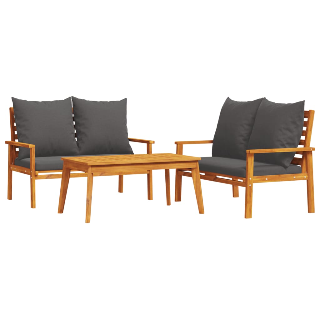 3-delige Loungeset met kussens massief acaciahout is nu te koop bij PeponiXL, paradijselijk wonen!