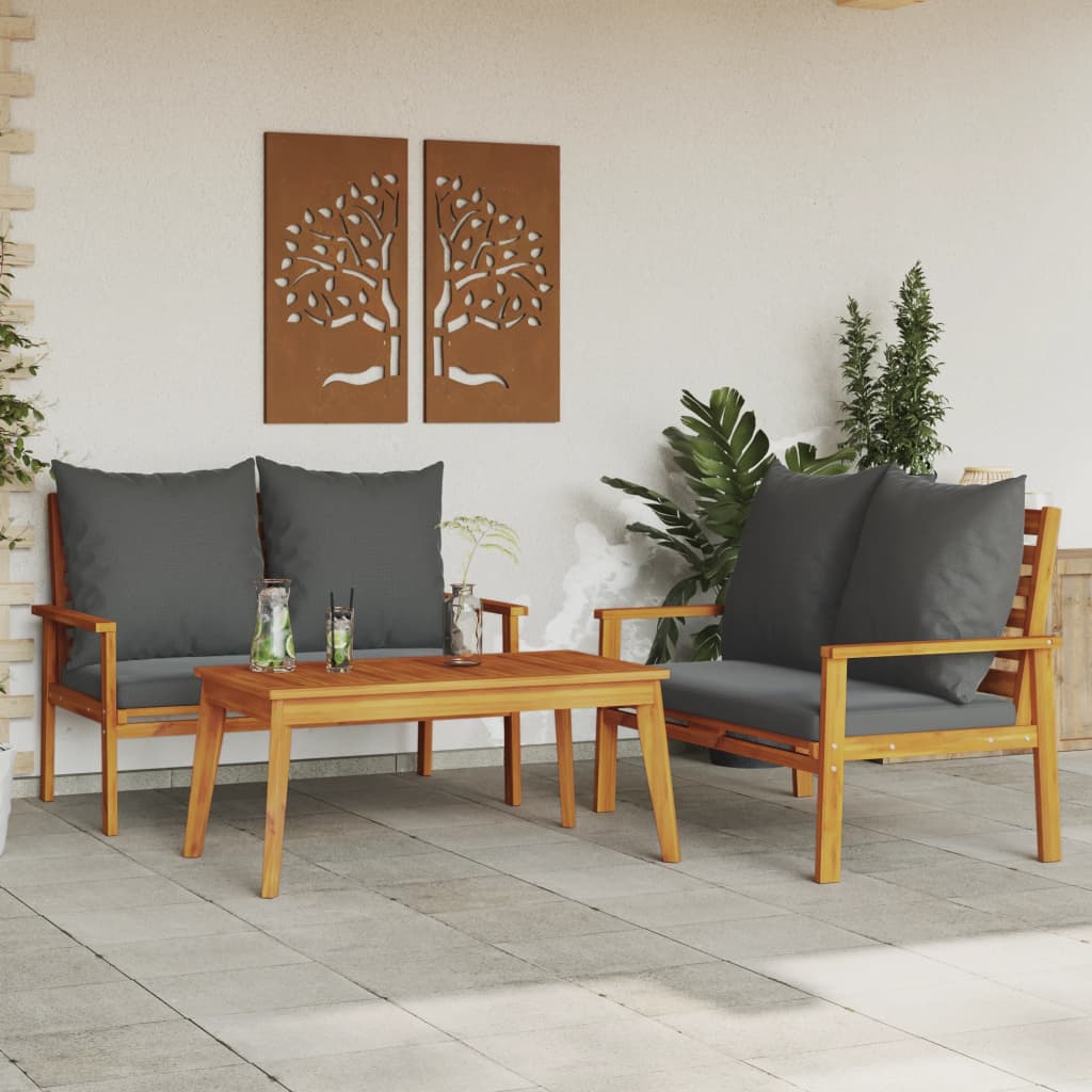 3-delige Loungeset met kussens massief acaciahout is nu te koop bij PeponiXL, paradijselijk wonen!