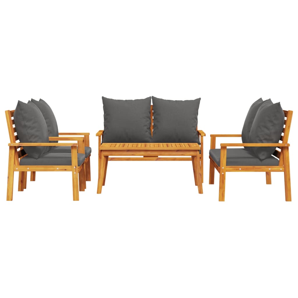 5-delige Loungeset met kussens massief acaciahout is nu te koop bij PeponiXL, paradijselijk wonen!