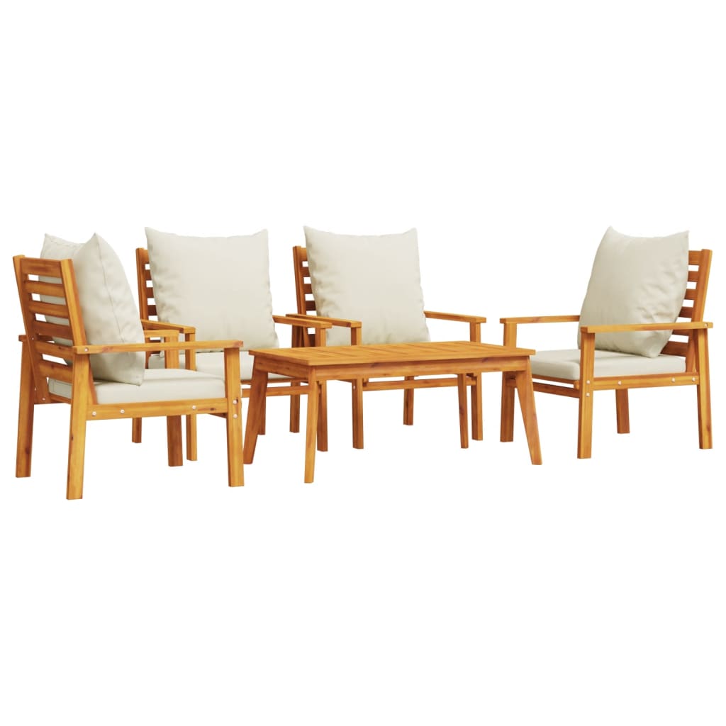 5-delige Loungeset met kussens massief acaciahout is nu te koop bij PeponiXL, paradijselijk wonen!