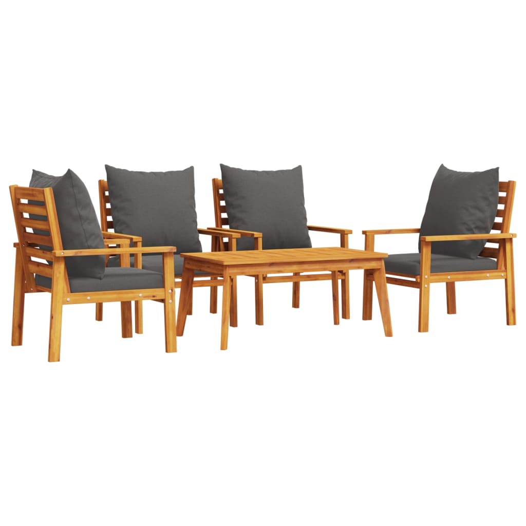 5-delige Loungeset met kussens massief acaciahout is nu te koop bij PeponiXL, paradijselijk wonen!
