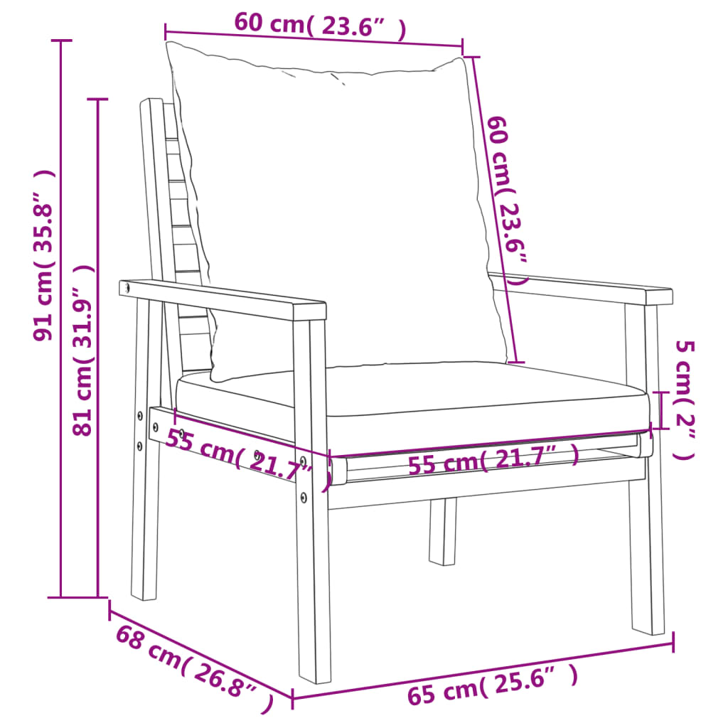 3-delige Loungeset met kussens massief acaciahout is nu te koop bij PeponiXL, paradijselijk wonen!