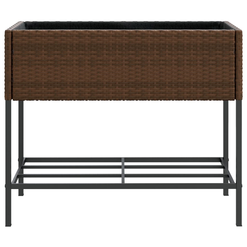 Plantenbakken met schap 2 st 90x40x75 poly rattan bruin is nu te koop bij PeponiXL, paradijselijk wonen!