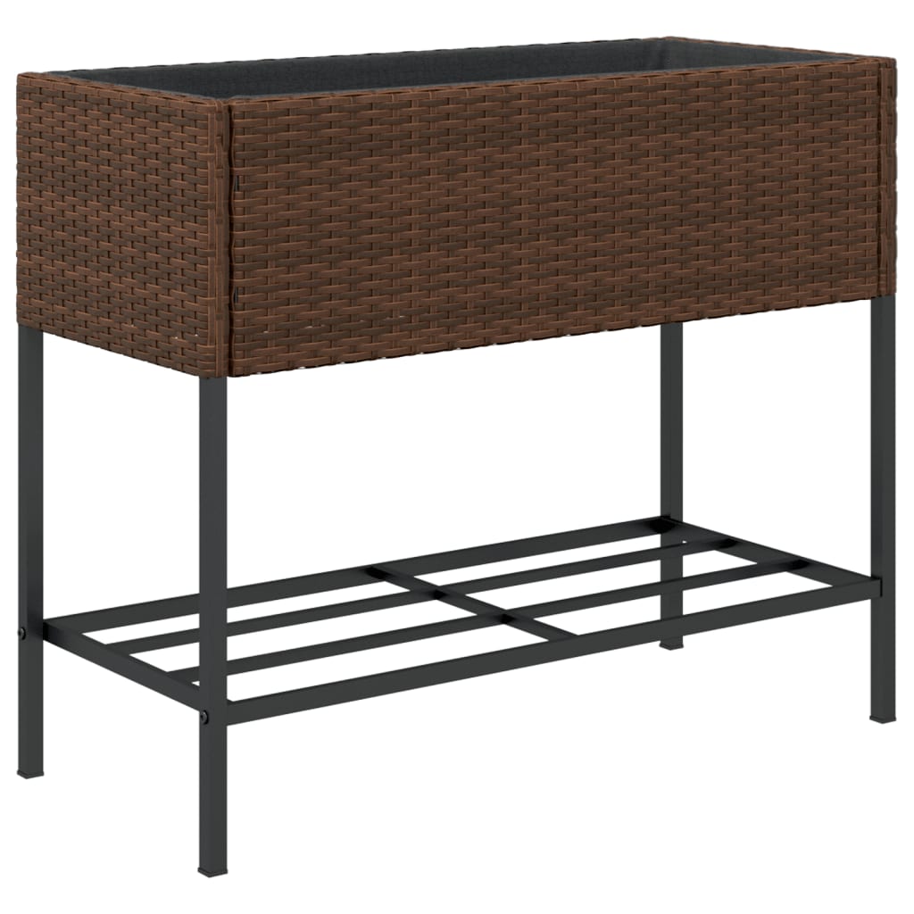 Plantenbakken met schap 2 st 90x40x75 poly rattan bruin is nu te koop bij PeponiXL, paradijselijk wonen!