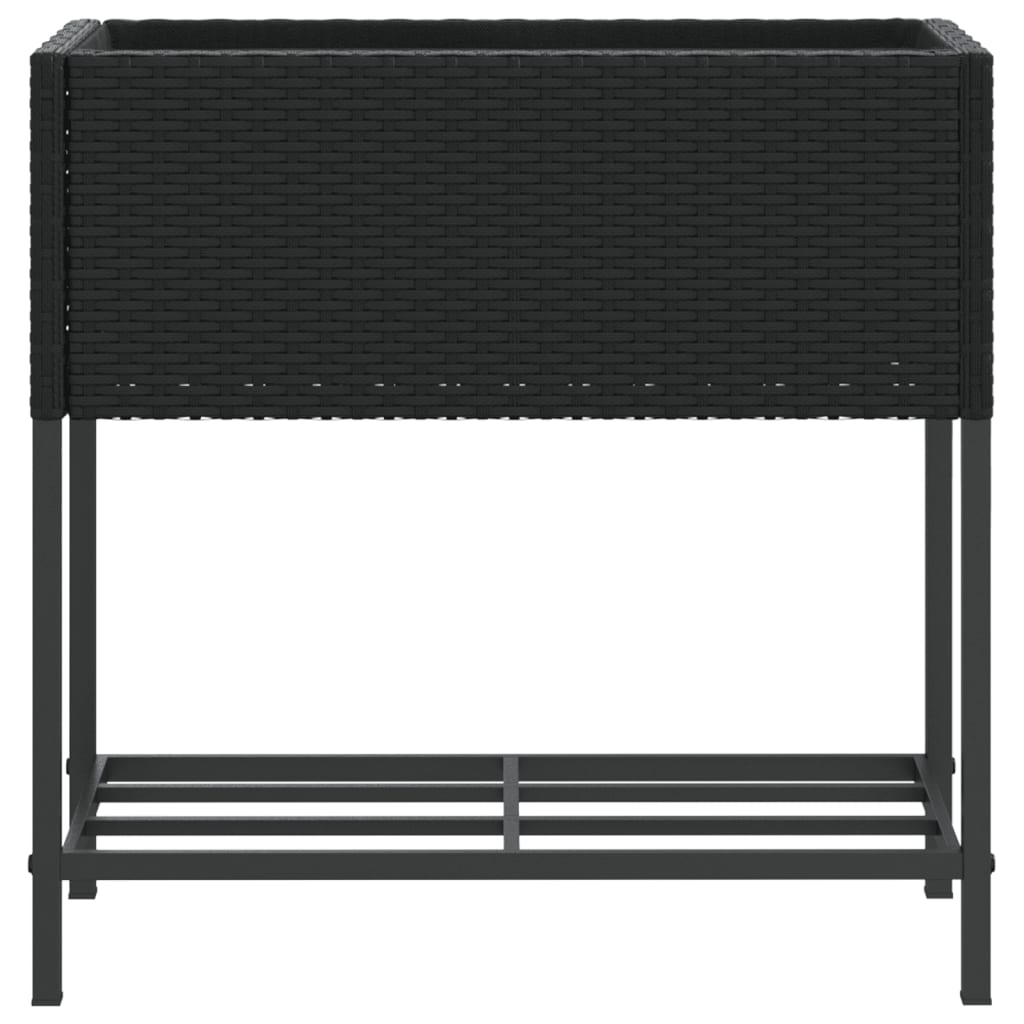 Plantenbakken met schap 2 st 70x28x70 poly rattan zwart is nu te koop bij PeponiXL, paradijselijk wonen!