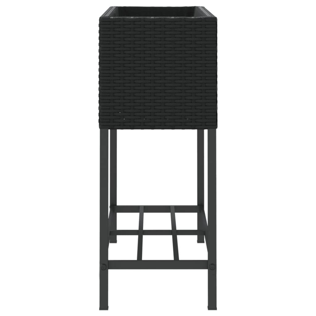 Plantenbakken met schap 2 st 70x28x70 poly rattan zwart is nu te koop bij PeponiXL, paradijselijk wonen!