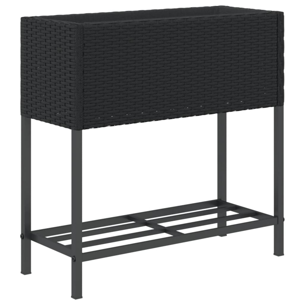 Plantenbakken met schap 2 st 70x28x70 poly rattan zwart is nu te koop bij PeponiXL, paradijselijk wonen!