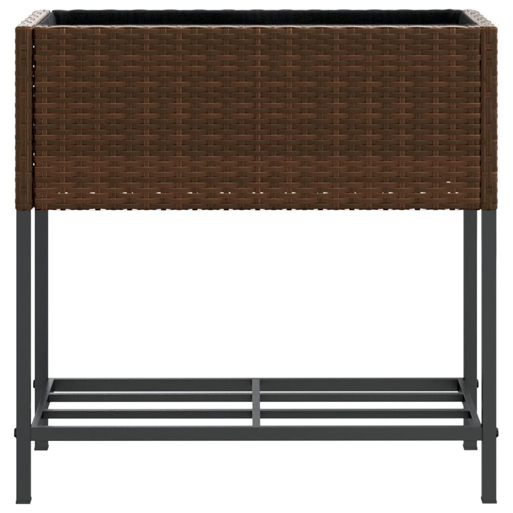 Plantenbakken met schap 2 st 70x28x70 poly rattan bruin is nu te koop bij PeponiXL, paradijselijk wonen!