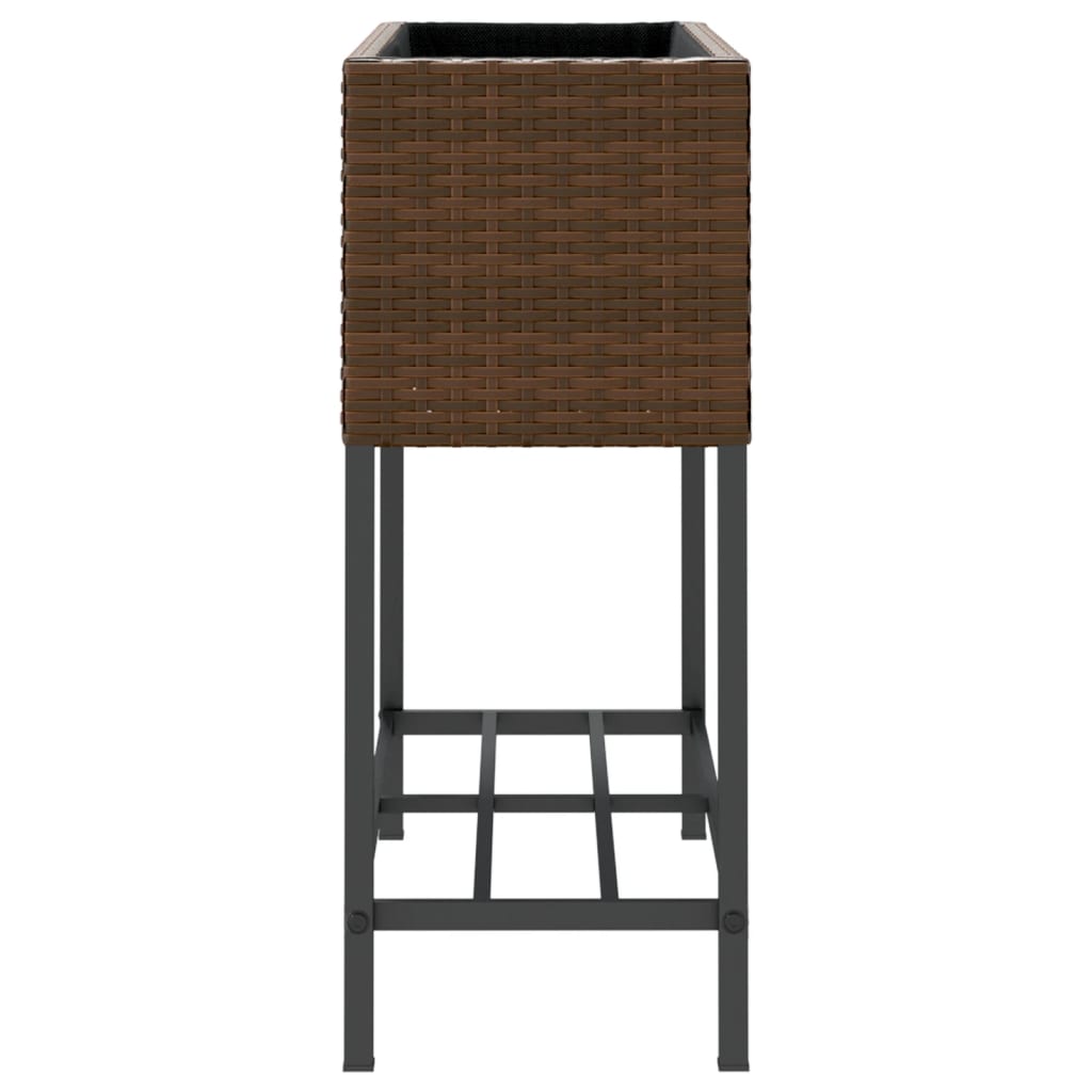 Plantenbakken met schap 2 st 70x28x70 poly rattan bruin is nu te koop bij PeponiXL, paradijselijk wonen!
