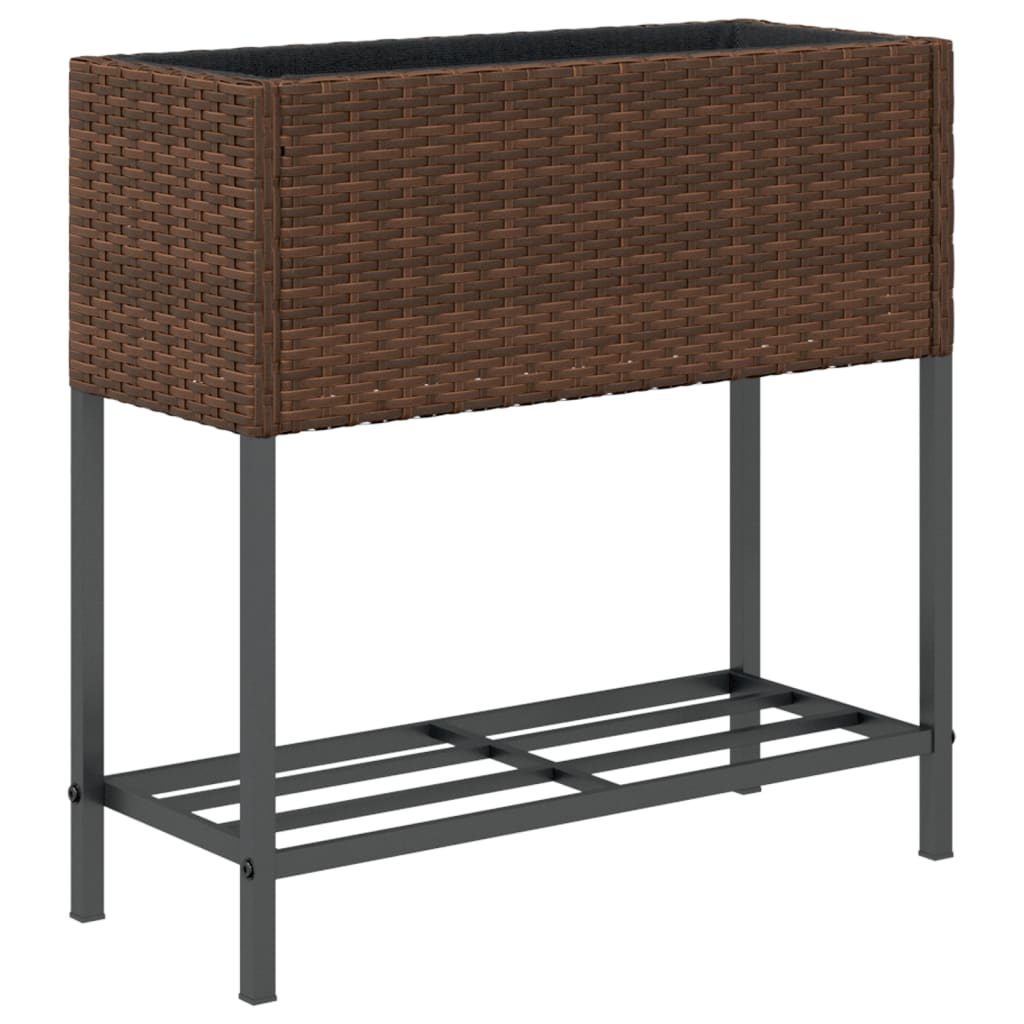Plantenbakken met schap 2 st 70x28x70 poly rattan bruin is nu te koop bij PeponiXL, paradijselijk wonen!