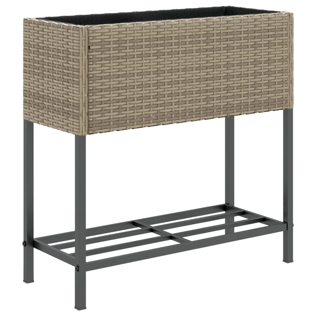 Plantenbakken met schap 2 st 70x28x70 poly rattan grijs is nu te koop bij PeponiXL, paradijselijk wonen!