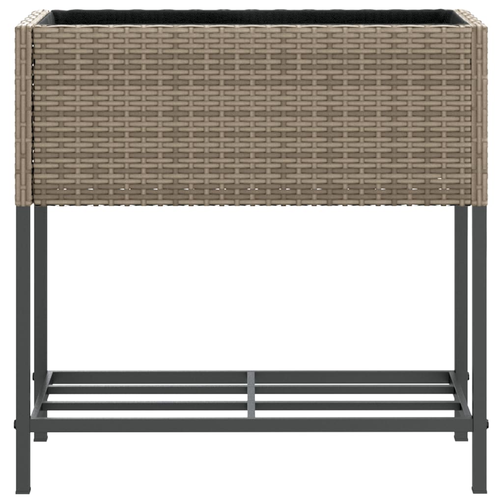 Plantenbakken met schap 2 st 70x28x70 poly rattan grijs is nu te koop bij PeponiXL, paradijselijk wonen!