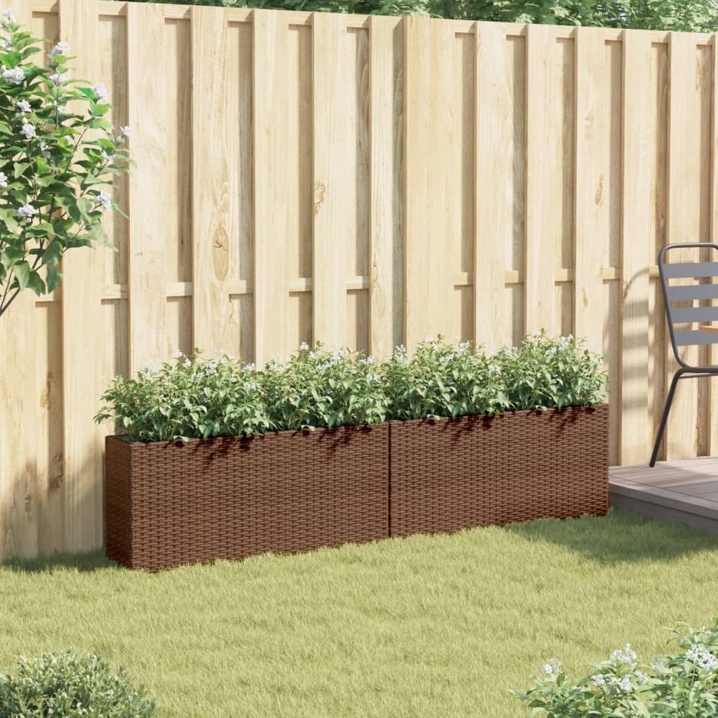 Plantenbakken met 2 potten 2 st 90x20x40 cm poly rattan bruin is nu te koop bij PeponiXL, paradijselijk wonen!