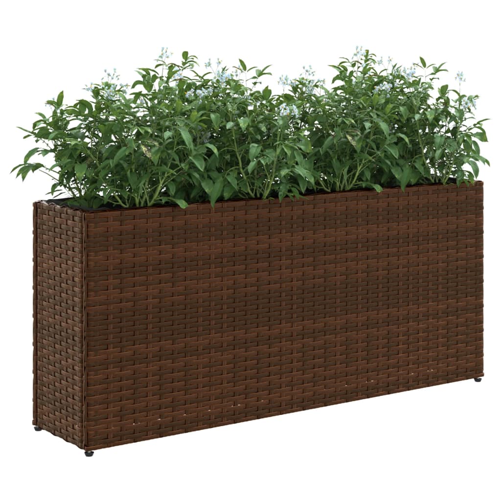 Plantenbakken met 2 potten 2 st 90x20x40 cm poly rattan bruin is nu te koop bij PeponiXL, paradijselijk wonen!