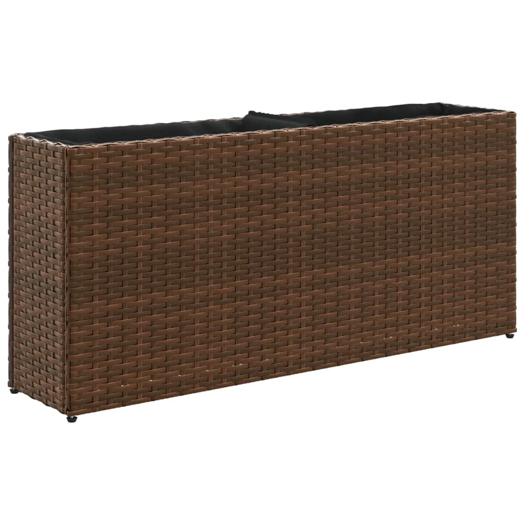 Plantenbakken met 2 potten 2 st 90x20x40 cm poly rattan bruin is nu te koop bij PeponiXL, paradijselijk wonen!