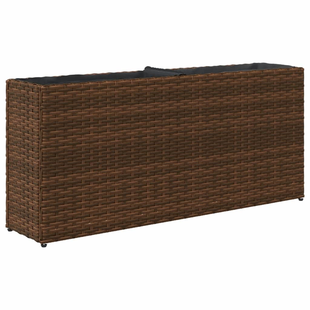 Plantenbakken met 2 potten 2 st 90x20x40 cm poly rattan bruin is nu te koop bij PeponiXL, paradijselijk wonen!