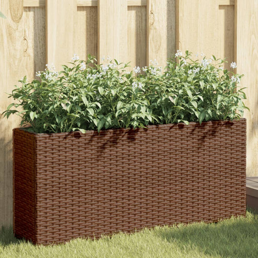 Plantenbakken met 2 potten 2 st 90x20x40 cm poly rattan bruin is nu te koop bij PeponiXL, paradijselijk wonen!