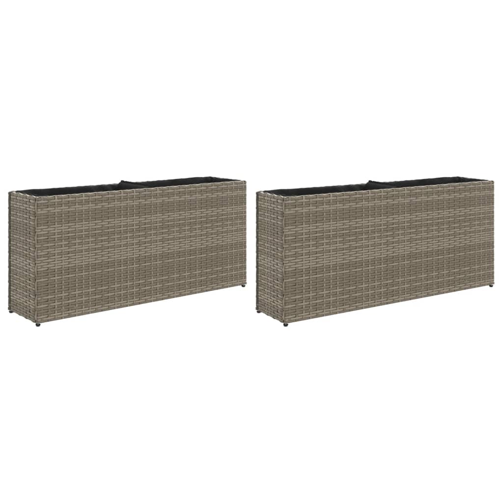 Plantenbakken met 2 potten 2 st 90x20x40 cm poly rattan grijs is nu te koop bij PeponiXL, paradijselijk wonen!