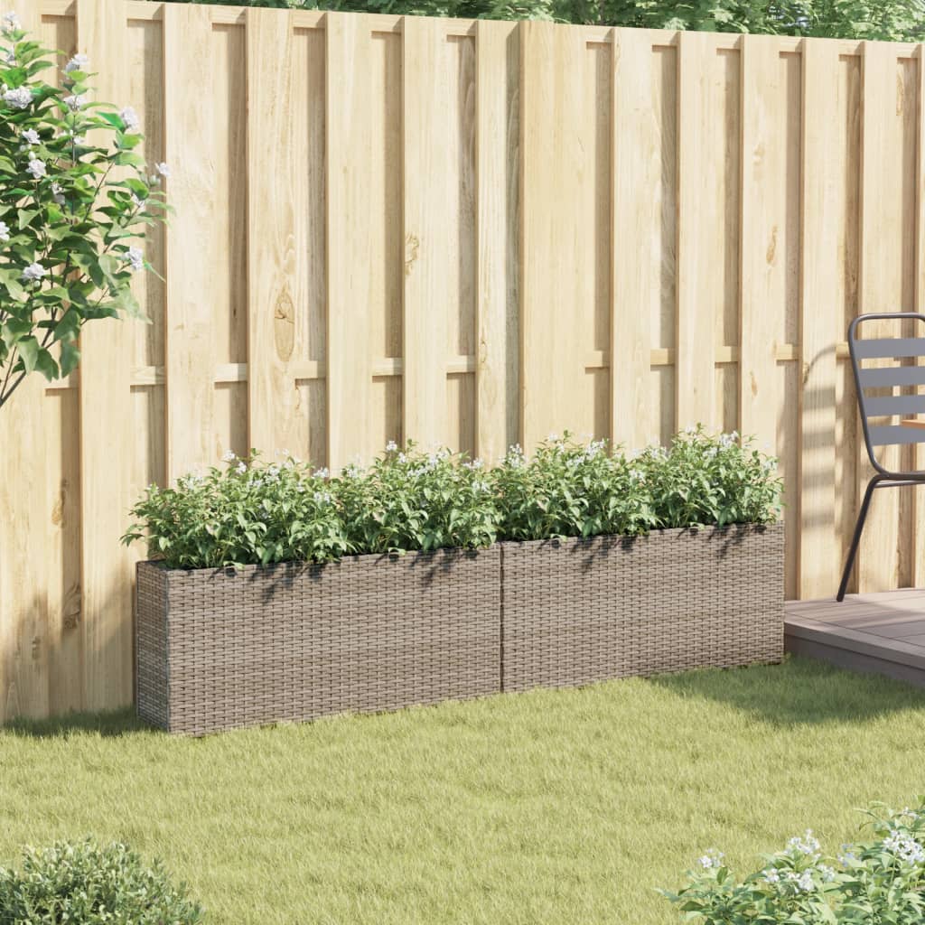 Plantenbakken met 2 potten 2 st 90x20x40 cm poly rattan grijs is nu te koop bij PeponiXL, paradijselijk wonen!