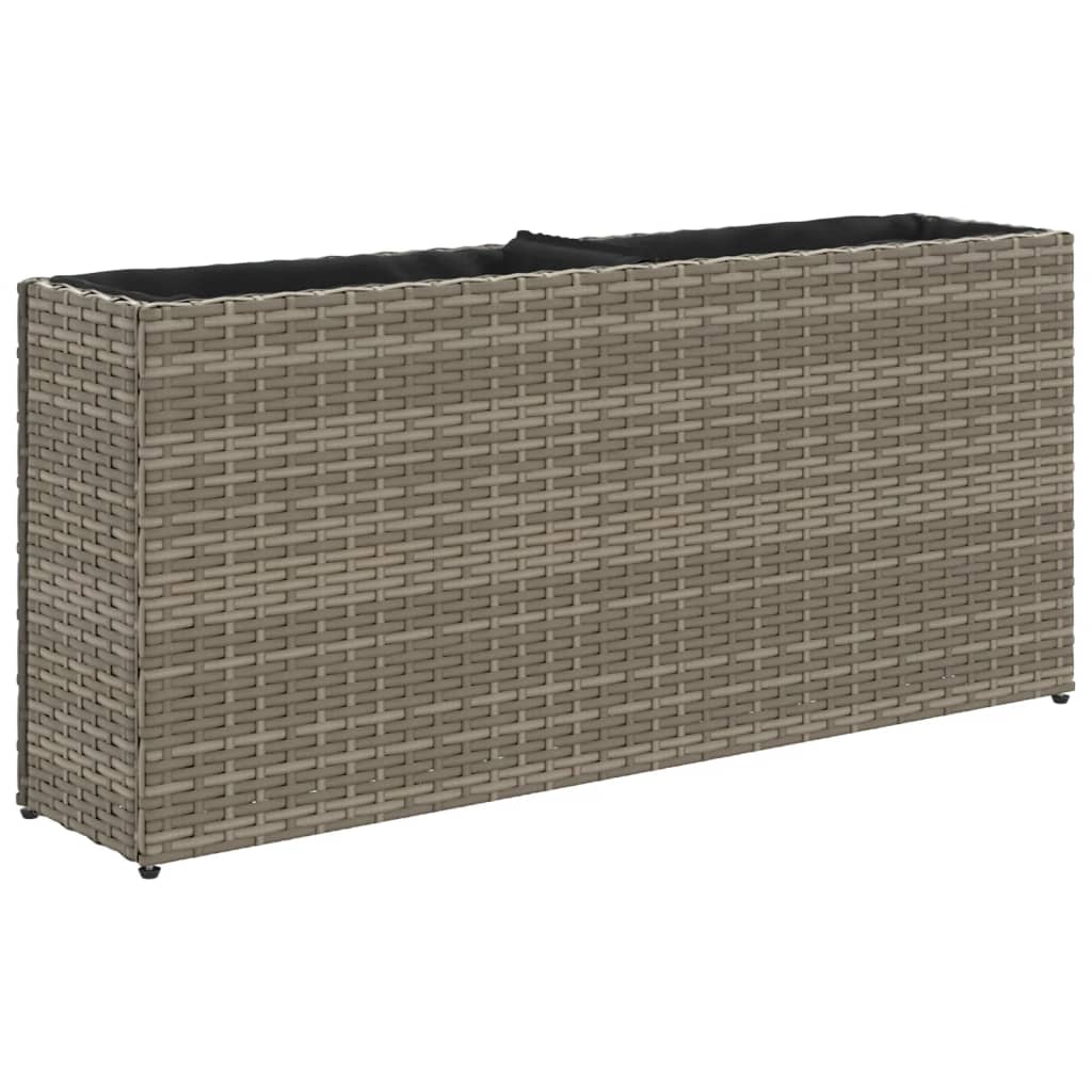 Plantenbakken met 2 potten 2 st 90x20x40 cm poly rattan grijs is nu te koop bij PeponiXL, paradijselijk wonen!